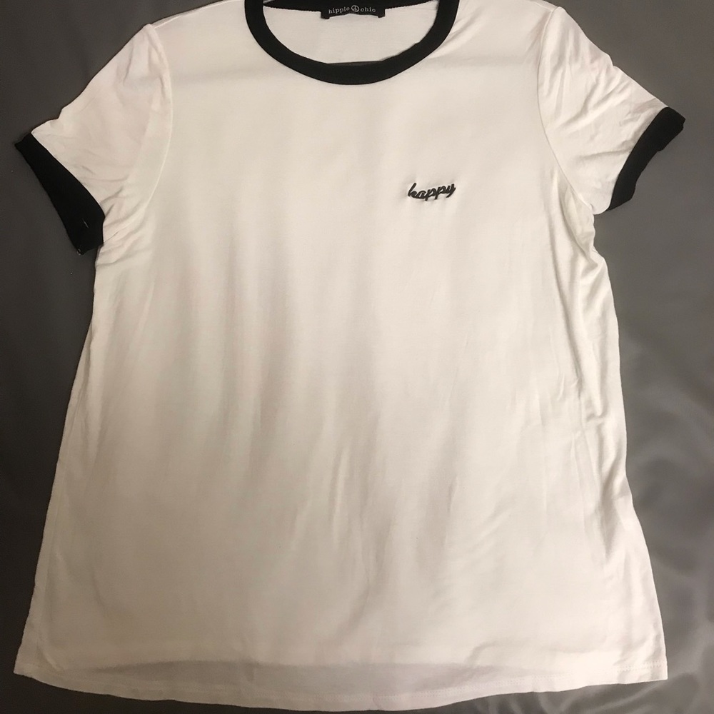 White t-shirt with black detailing